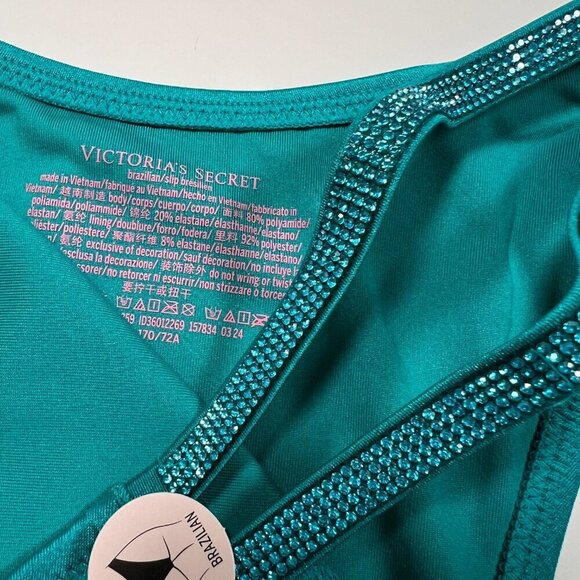 Victoria Secret 34DD M Bombshell Push Up Bikini Set Shine Strap Capri Sea Blue - Picture 11 of 11